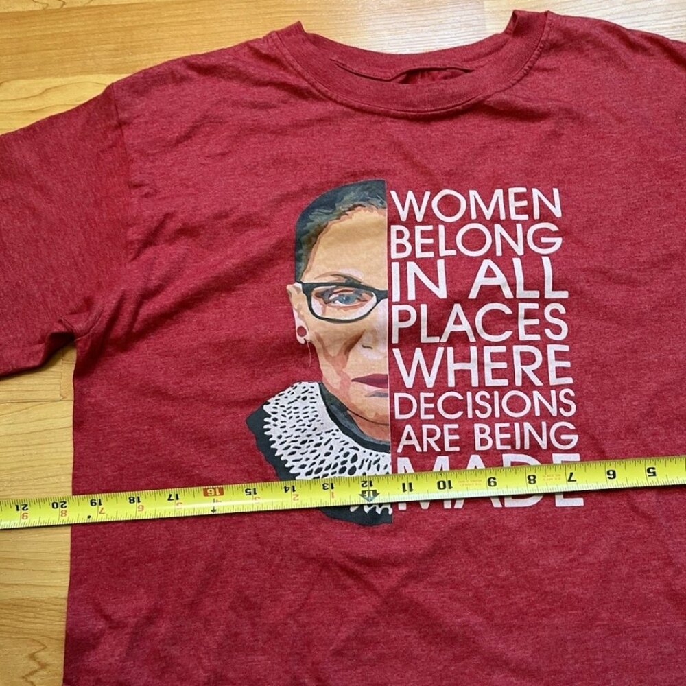 RBG Women Belong Tee Medium Red Graphic Shirt Feminist Ruth Bader Ginsburg - Picture 4 of 7